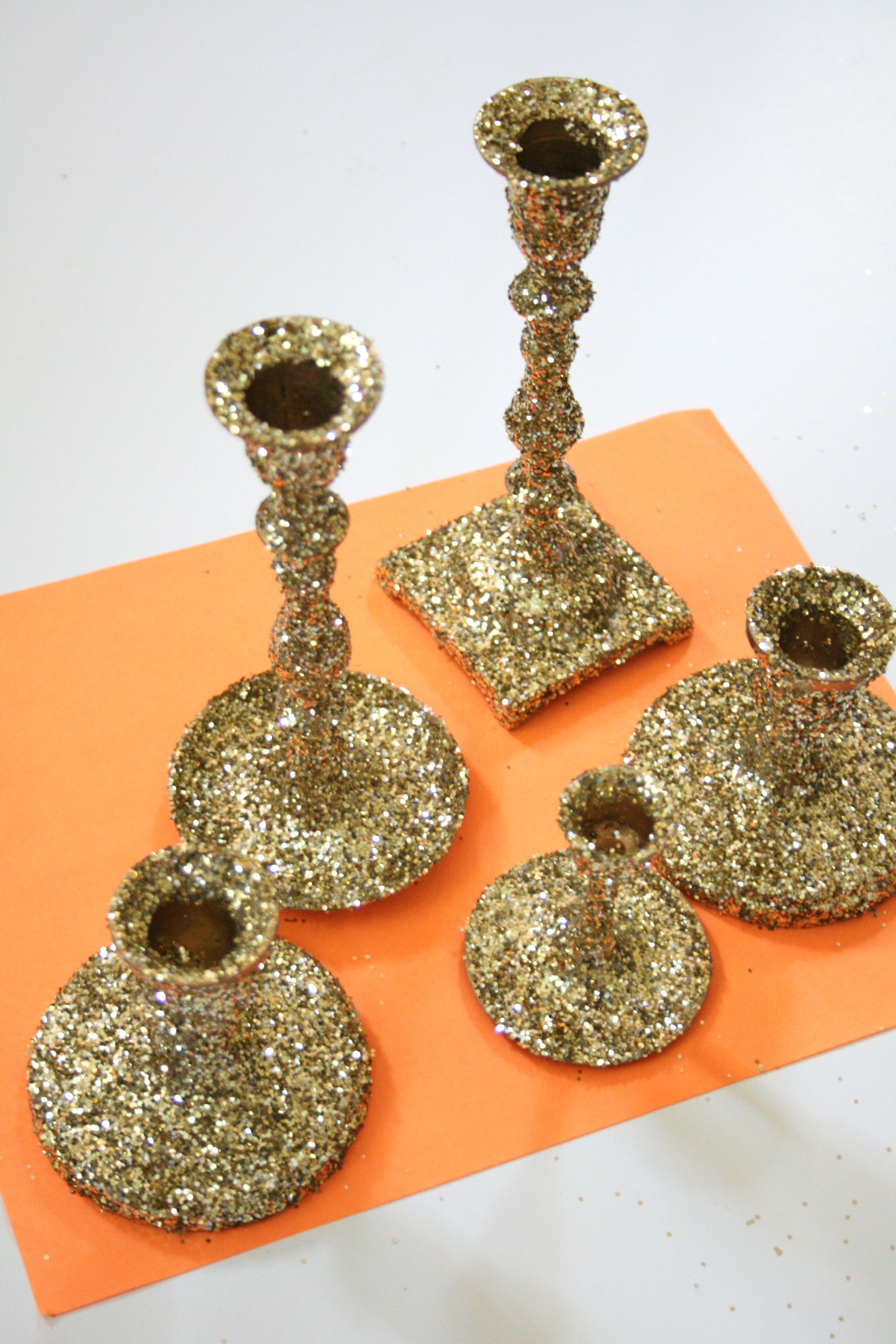 DIY Glitter Candlesticks Dream Green DIY