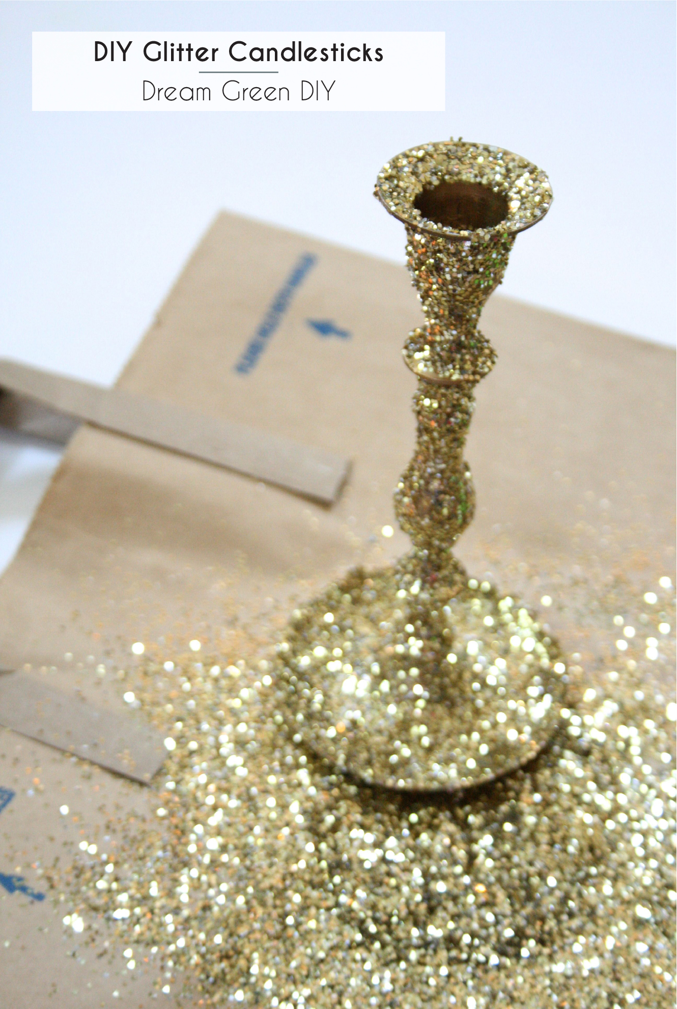 DIY Glitter Candlesticks Dream Green DIY