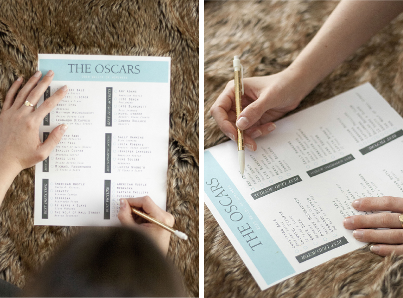 Printable 2014 Oscars Ballot on Glitter Guide - Dream Green DIY