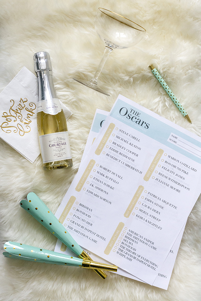 Printable 2015 Oscars Ballot Dream Green DIY