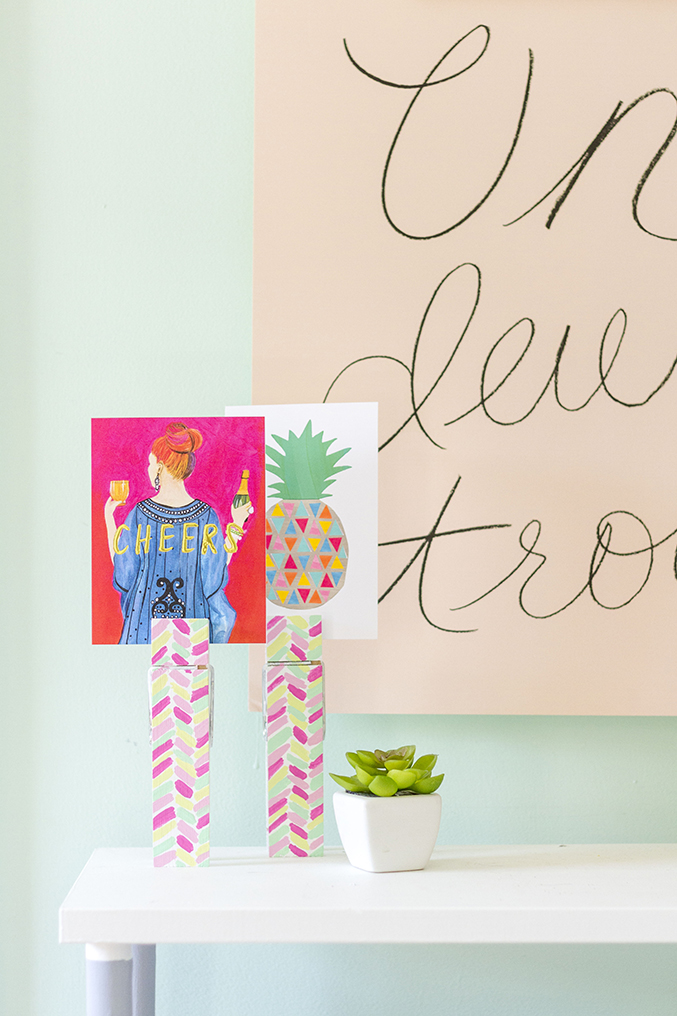 DIY Painted Clothespin Photo + Card Holders