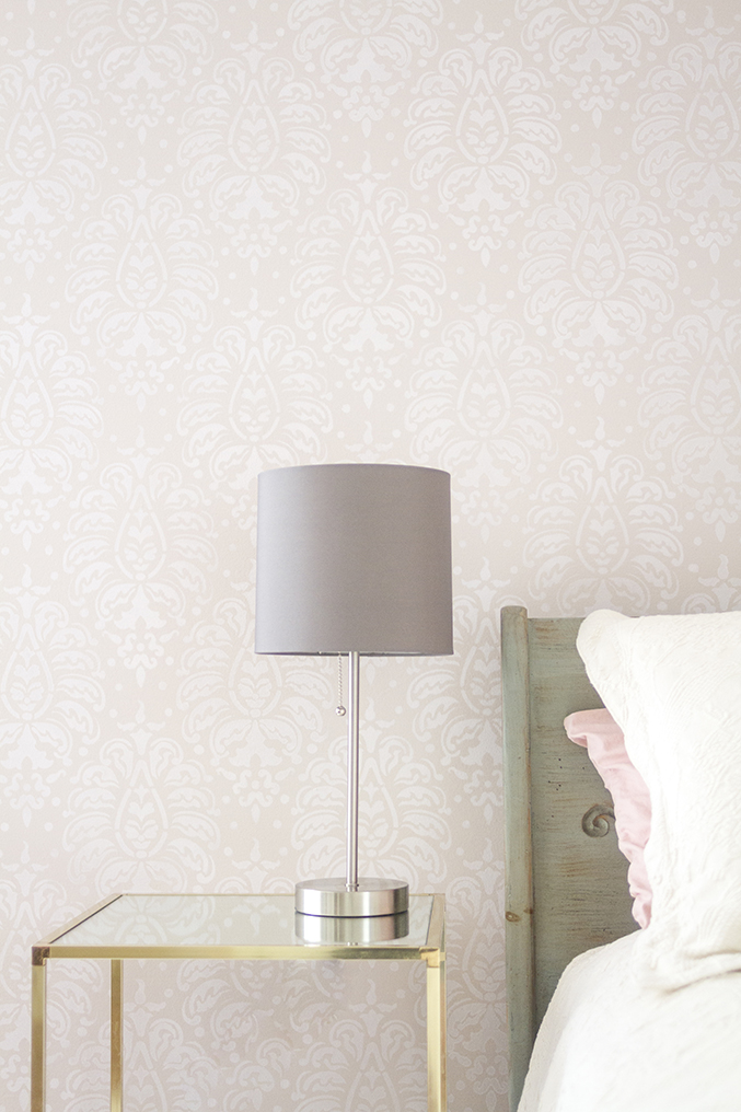 How To Stencil A Damask Feature Wall - Dream Green DIY