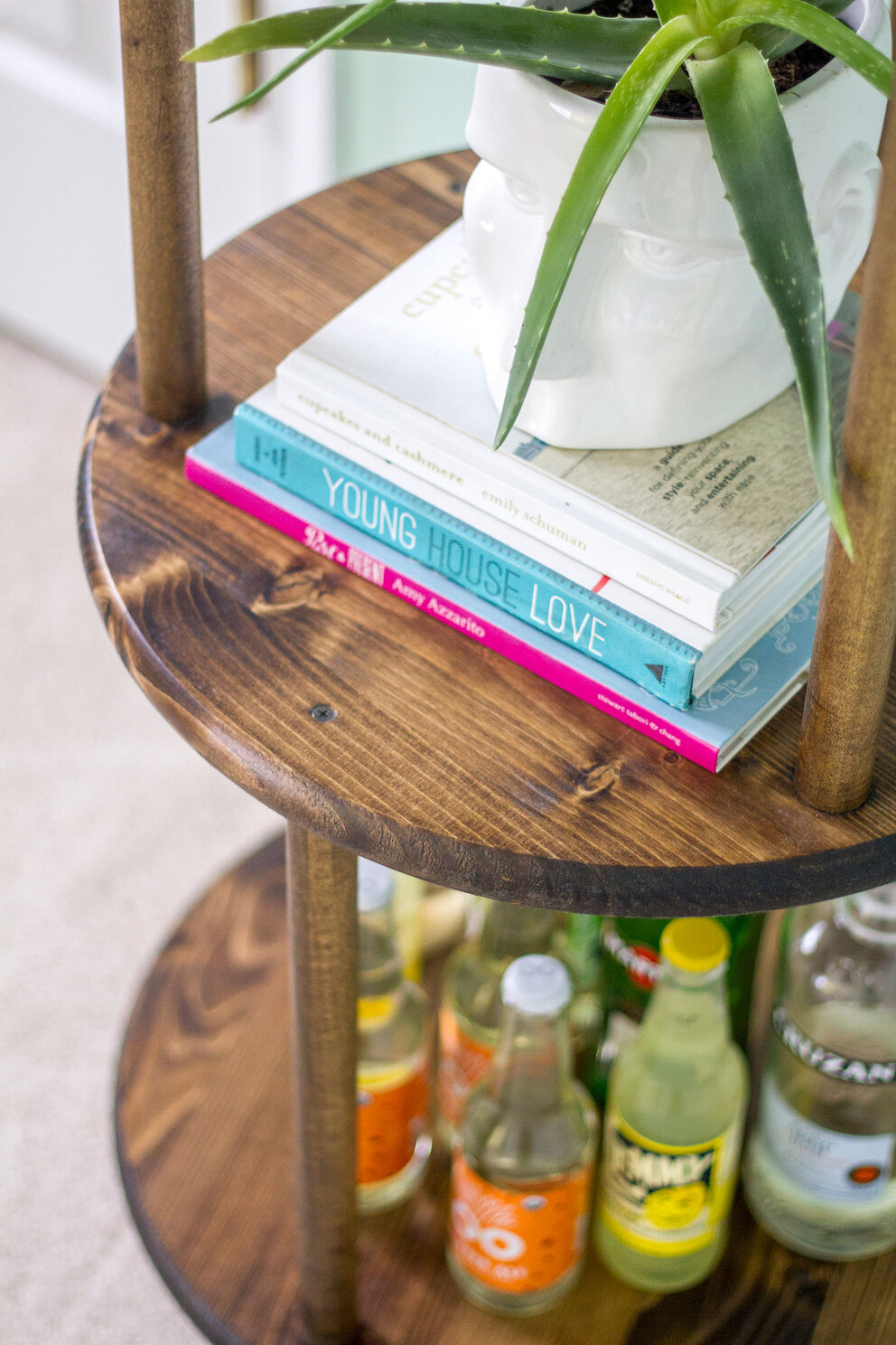 DIY Solid Wood Rolling Bar Cart - Dream Green DIY