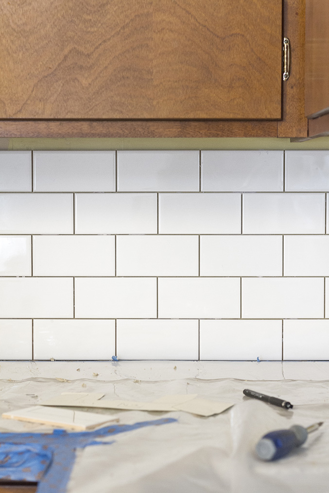 White subway tile with shop built in spacers