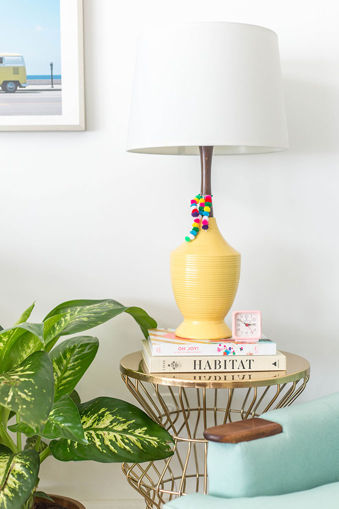 DIY PomPom Table Lamp Tassels Dream Green DIY