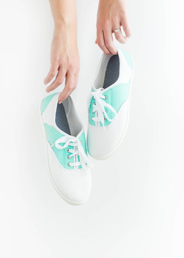 DIY Painted Mint & White Saddle Shoes - Dream Green DIY