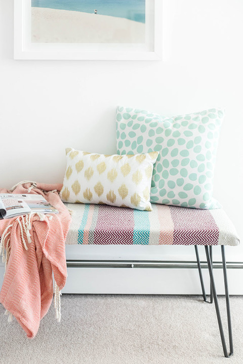 Diy Cotton Upholstered Hairpin Leg Bench Dream Green Diy