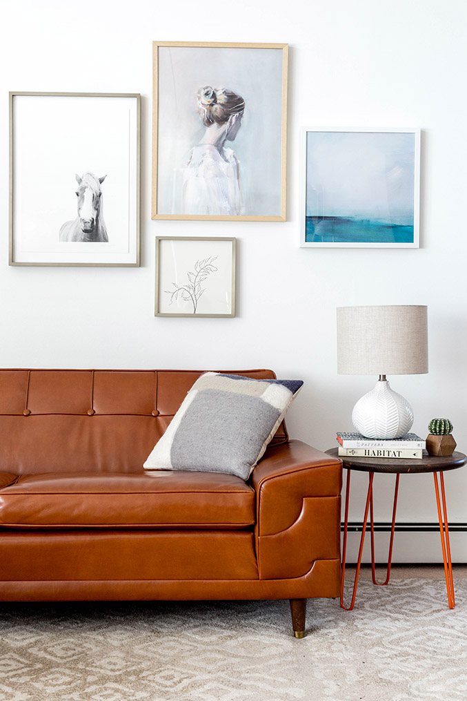 Before & After MidCentury Tufted Leather Couch Dream Green DIY