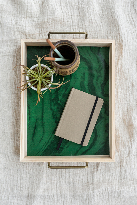 Diy Wood Tray With Green Marble Wallpaper Dream Green Diy