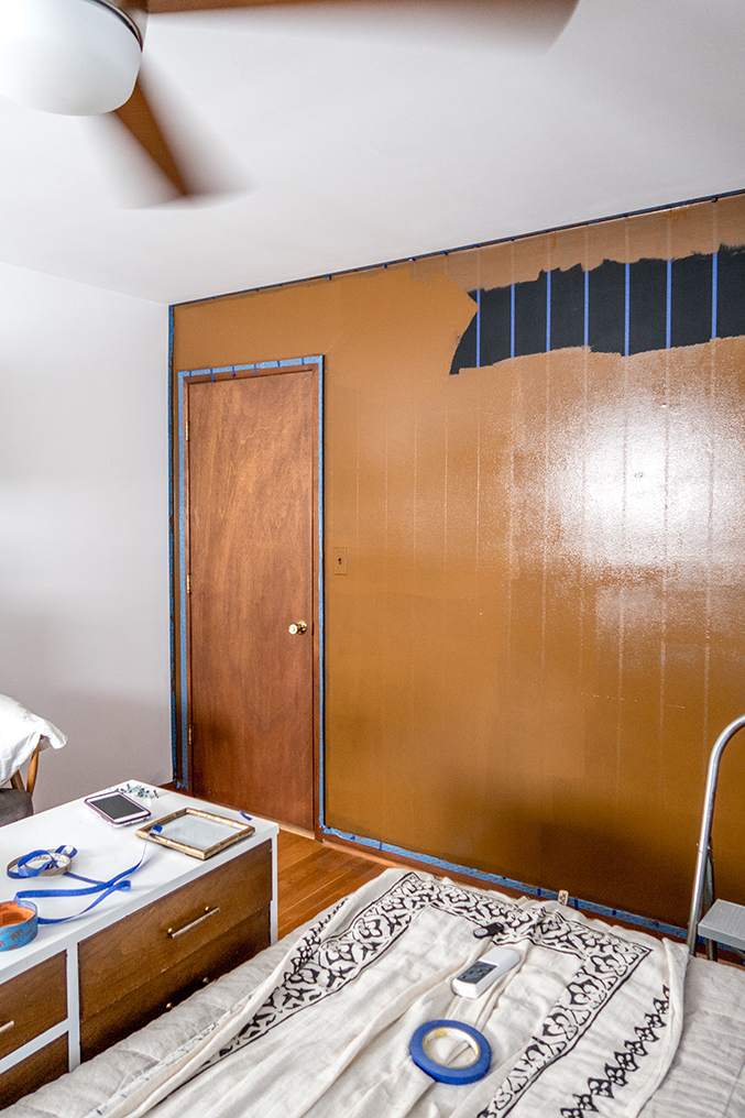 DIY Faux Mid-Century Paneling Using Paint - Dream Green DIY