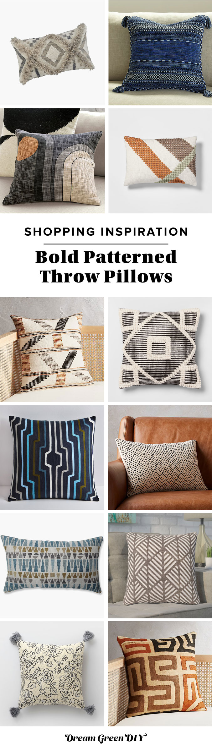 12 Bold Patterned Throw Pillows Dream Green DIY