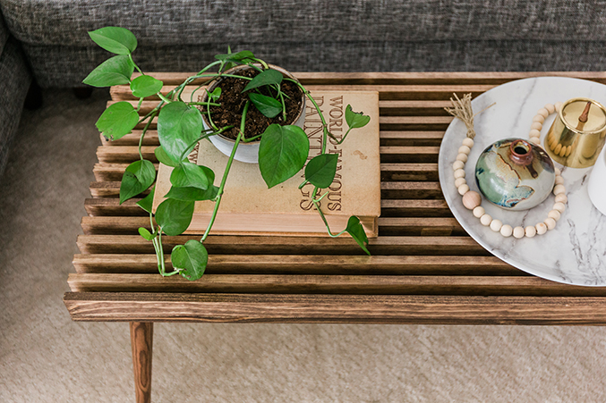 Wood slat coffee deals table