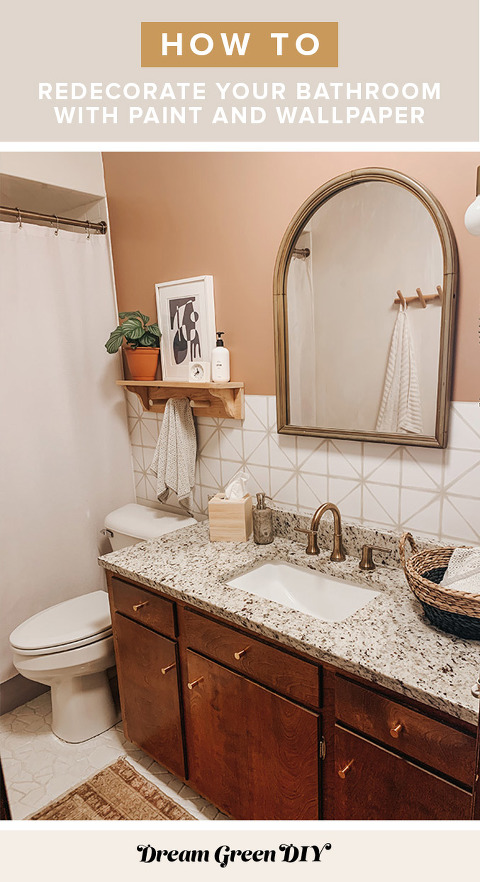 Bath Refresh With Paint And Wallpaper - Dream Green DIY