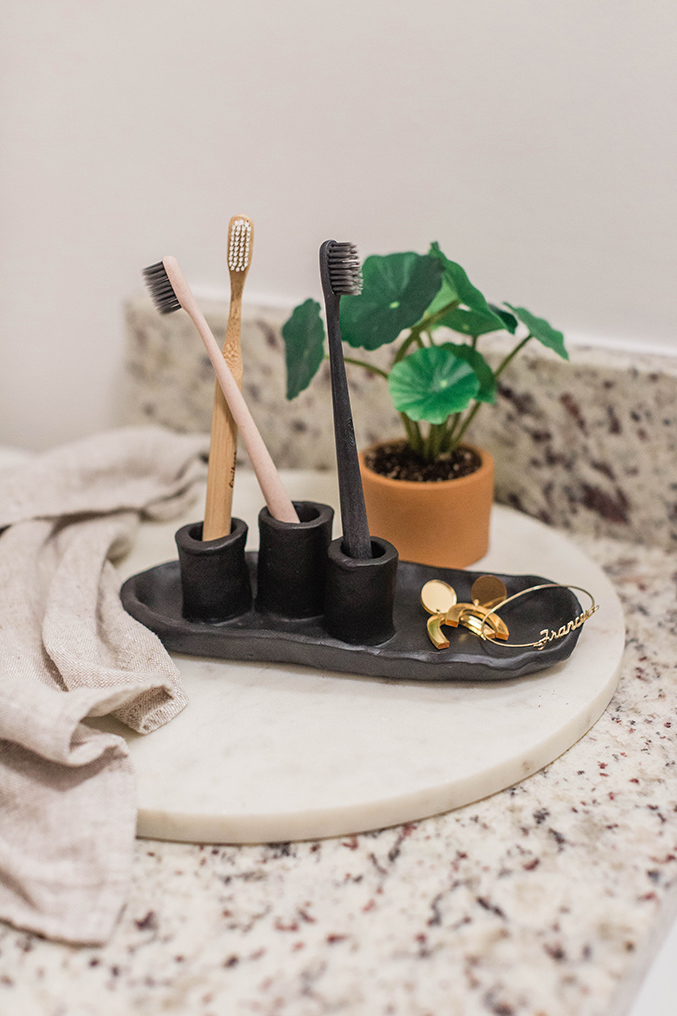 DIY AirDry Clay Toothbrush Holder Dream Green DIY