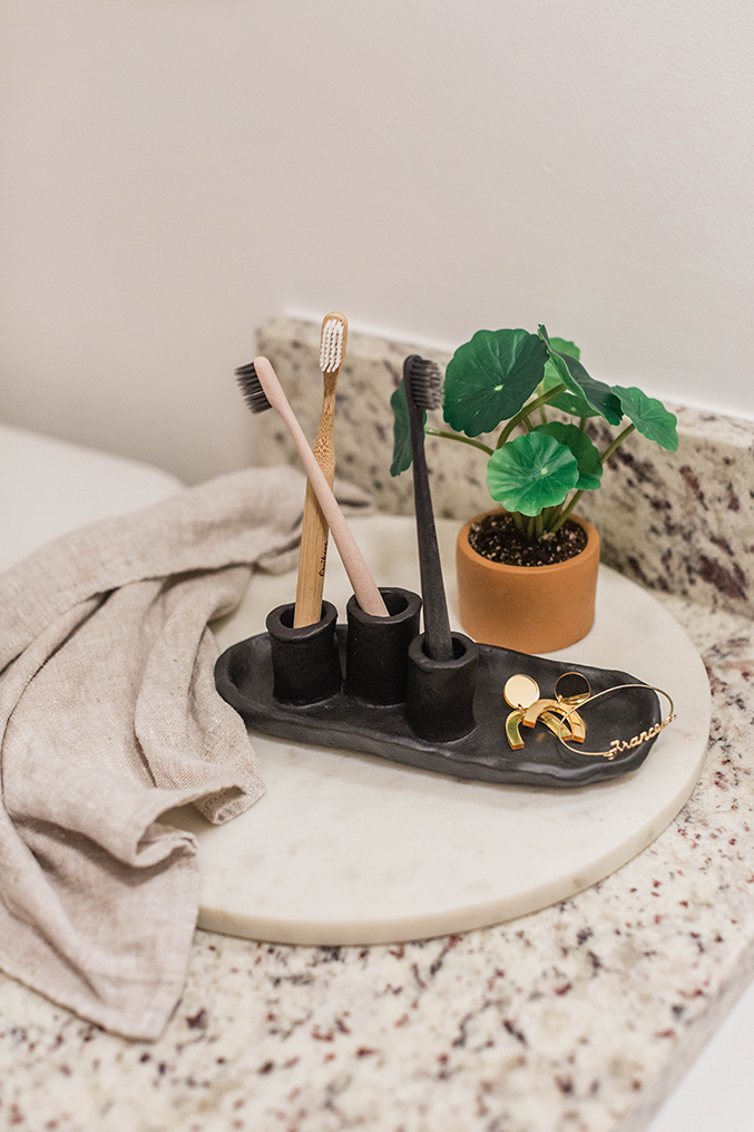 DIY AirDry Clay Toothbrush Holder Dream Green DIY