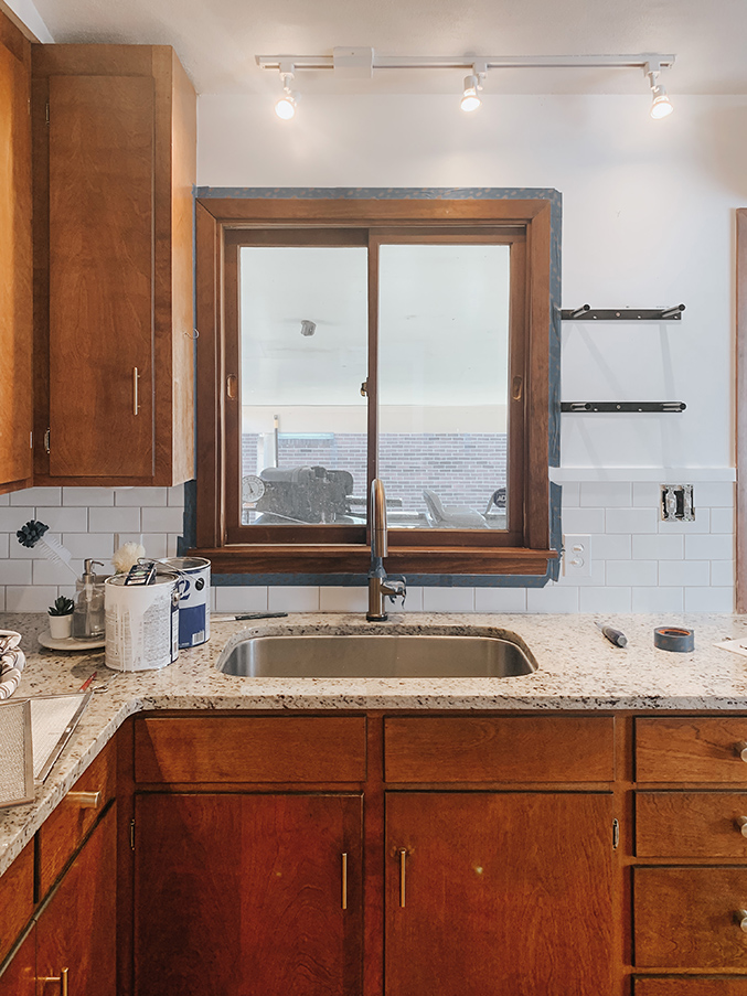 Painting Our Kitchen Window Trim White Dream Green DIY