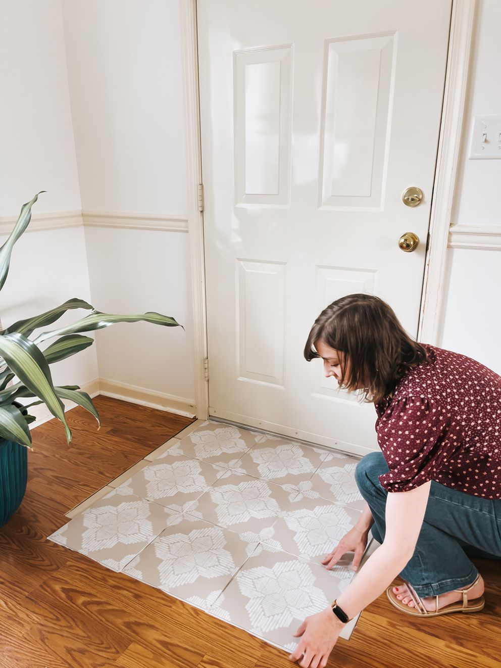 DIY Peel-And-Stick Tile Floor Entry - Dream Green DIY