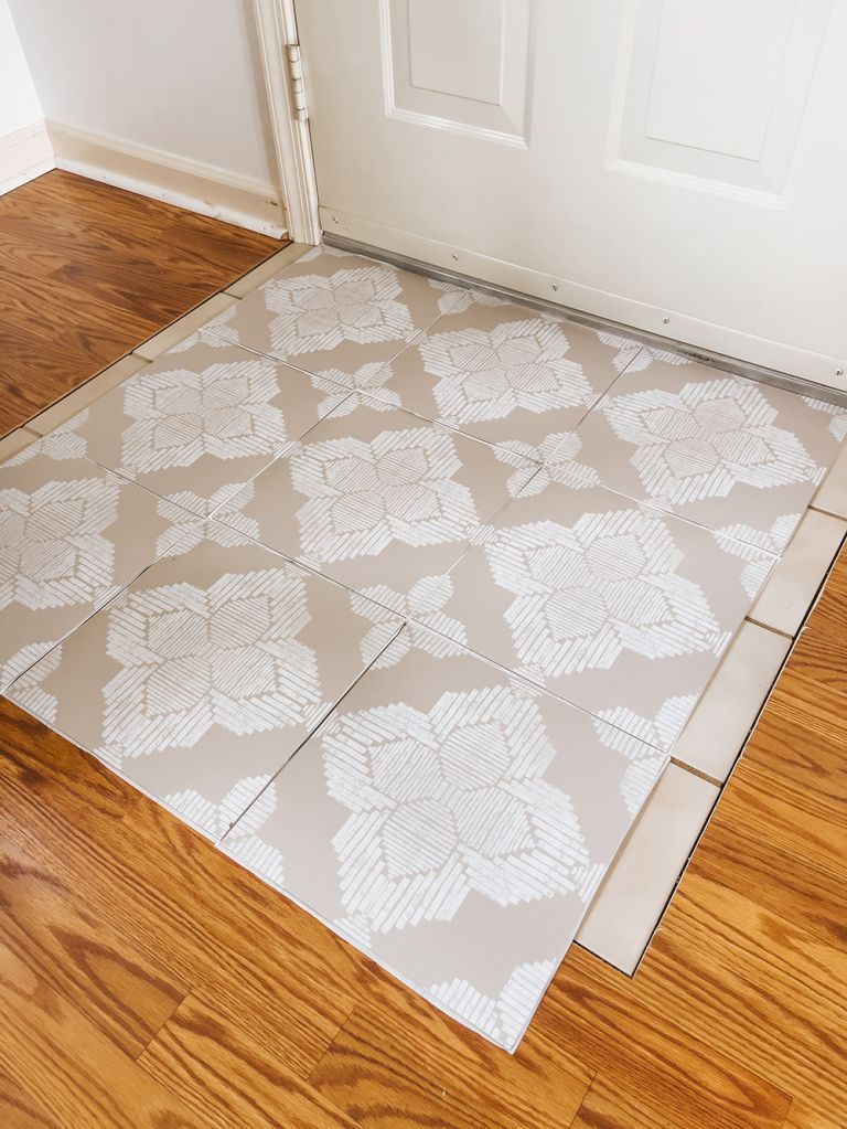 DIY Peel-And-Stick Tile Floor Entry - Dream Green DIY