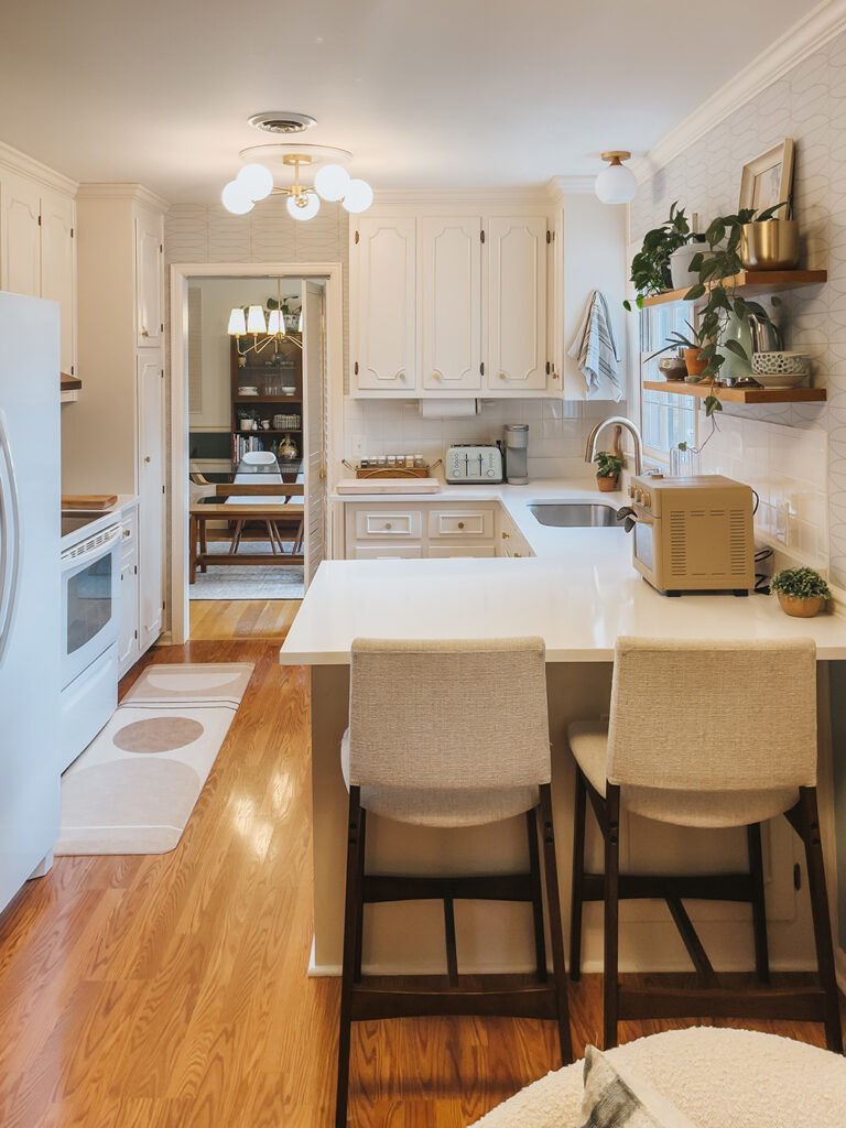 Diy Kitchen Peninsula Wallpaper Upgrade Dream Green Diy